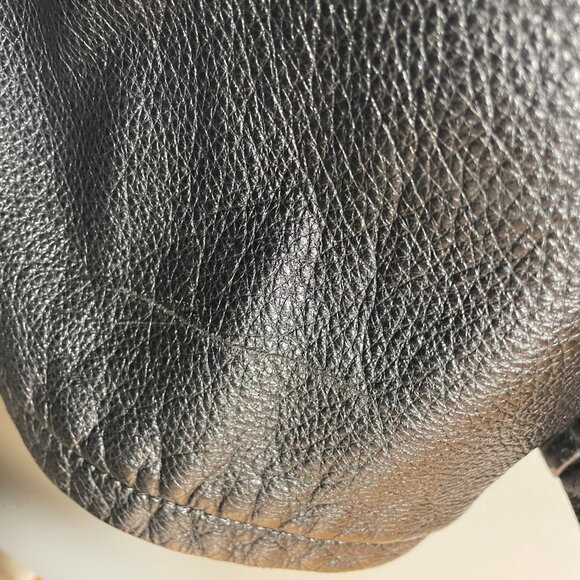 J. Crew‎ Leather Jacket Car Coat Men Black Size XL Wool Lining Lapel Button-Up - Picture 10 of 16